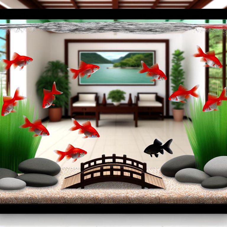 armonia con i pesci rossi e uno nero