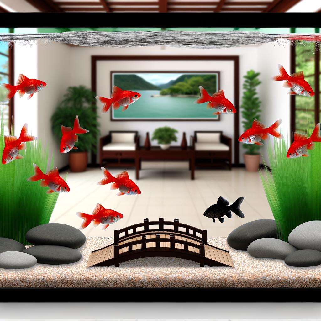 armonia con i pesci rossi e uno nero