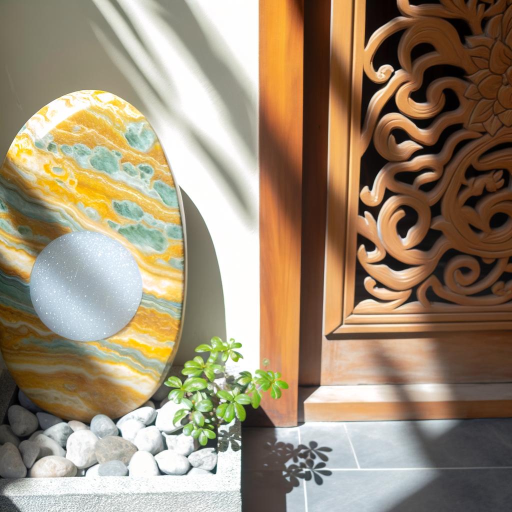 Feng Shui Pietra Vicino All'Ongresso 1 Posiziona una pietra di Feng Shui vicino all'ingresso per favorire il flusso di energia positiva