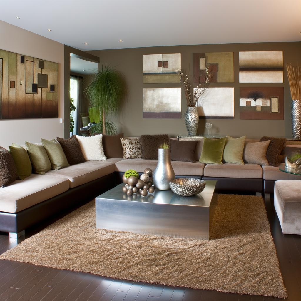 Feng Shui Salotto Terra E Metallo 1 Arredamento bilanciato con elementi Terra e Metallo per un salotto armonioso secondo i principi del Feng Shui