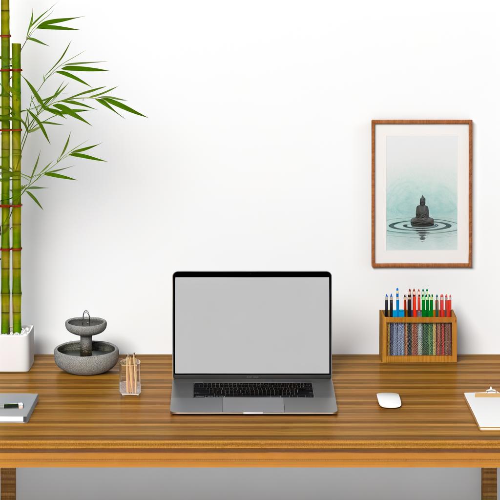 Feng Shui Scrivania Come Arredarla 1 Posiziona oggetti in legno e piante per bilanciare l'energia del Feng Shui sulla scrivania